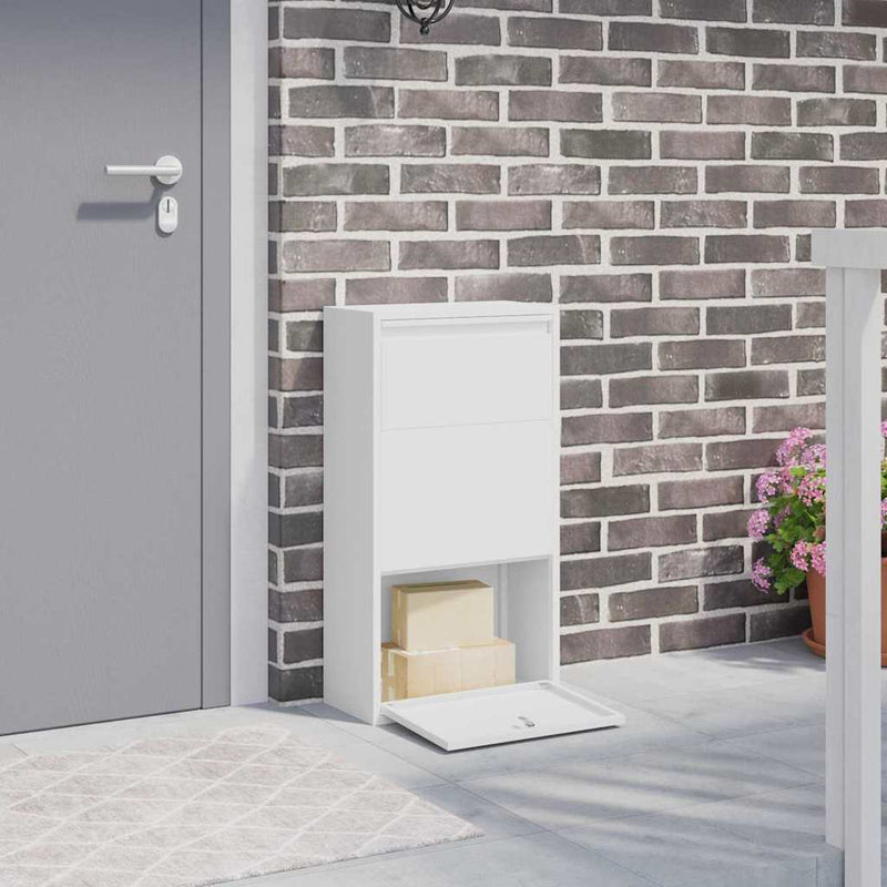 Afbeelding laden in galerijviewer, Vidaxl pakket inwerp box met opslag met slot wit 44 x 22 x 82 cm staal
