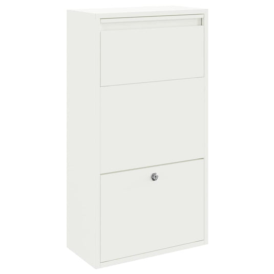 Vidaxl pakket inwerp box met opslag met slot wit 44 x 22 x 82 cm staal
