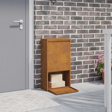 Vidaxl pakket inwerp box met slot roestig 44 x 22 x 82 cm cortenstaal