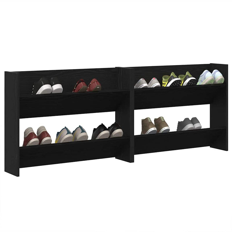 Afbeelding laden in galerijviewer, Vidaxl schoenenkast 2 pcs zwart eiken 85 x 18 x 90 cm bewerkt hout
