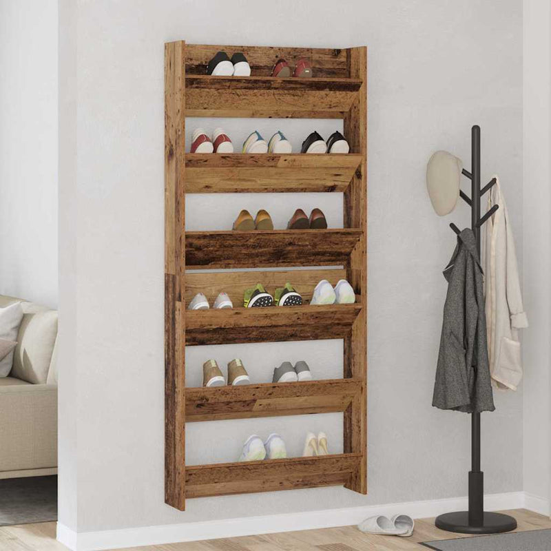 Afbeelding laden in galerijviewer, Vidaxl schoenenkast 2 pcs oud hout 85 x 18 x 90 cm bewerkt hout
