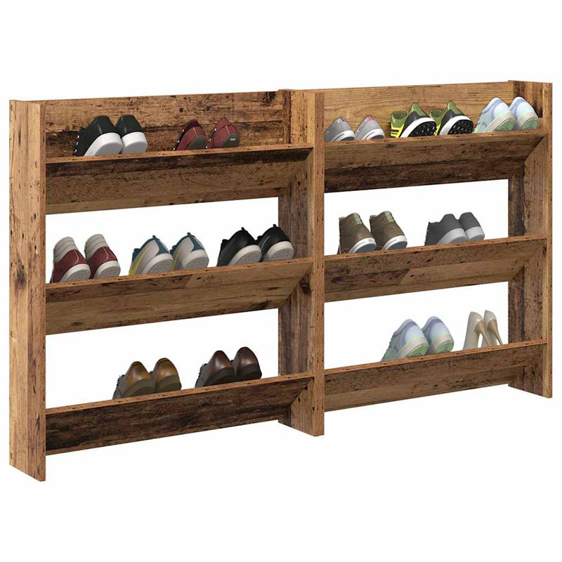 Afbeelding laden in galerijviewer, Vidaxl schoenenkast 2 pcs oud hout 85 x 18 x 90 cm bewerkt hout
