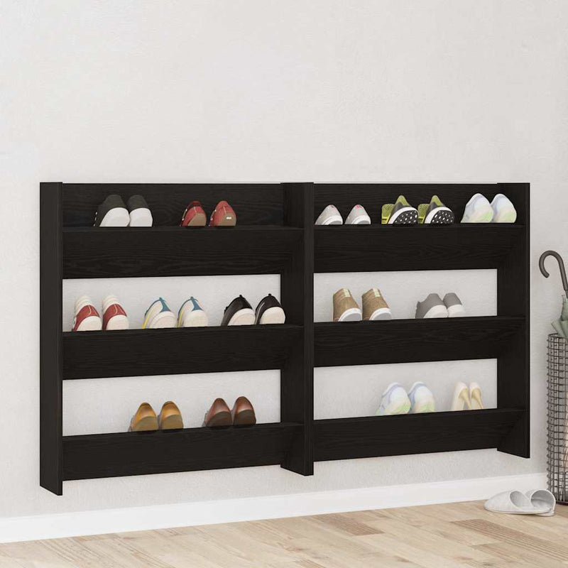 Afbeelding laden in galerijviewer, Vidaxl schoenenkast 2 pcs zwart eiken 85 x 18 x 90 cm bewerkt hout
