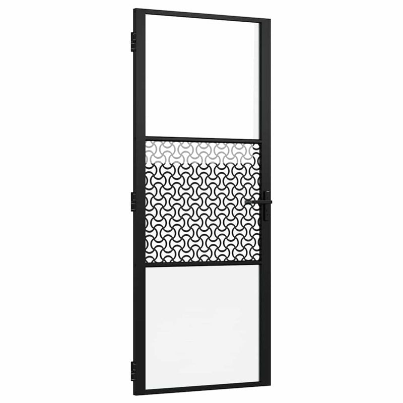 Afbeelding laden in galerijviewer, Vidaxl glazen deur fretwerk zwart 76 x 3.5 x 201.5 cm aluminium
