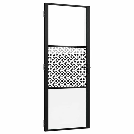 Vidaxl glazen deur fretwerk zwart 76 x 3.5 x 201.5 cm aluminium