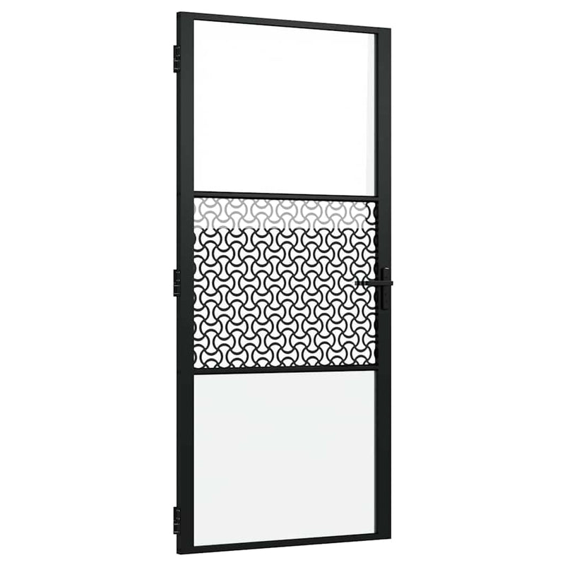 Afbeelding laden in galerijviewer, Vidaxl glazen deur fretwerk zwart 76 x 3.5 x 201.5 cm aluminium
