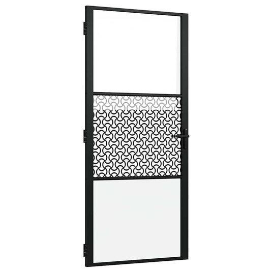 Vidaxl glazen deur fretwerk zwart 76 x 3.5 x 201.5 cm aluminium