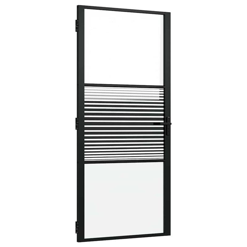 Afbeelding laden in galerijviewer, Vidaxl glazen deur gestreept zwart 76 x 3.5 x 201.5 cm aluminium
