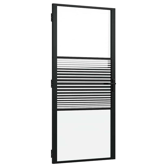 Vidaxl glazen deur gestreept zwart 76 x 3.5 x 201.5 cm aluminium