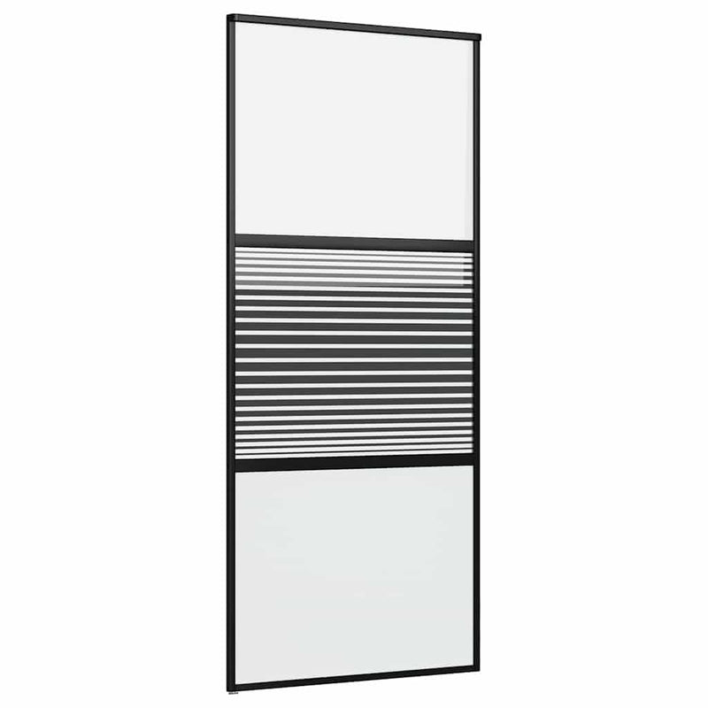 Afbeelding laden in galerijviewer, Vidaxl glazen deur gestreept zwart 90 x 2 x 205 cm aluminium
