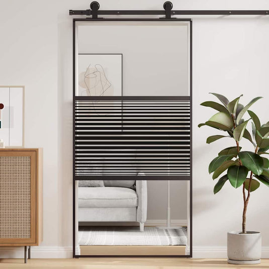 Vidaxl glazen deur 102,5 x 2 x 205 cm aluminium zwart