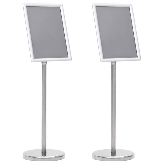 Vidaxl posterstandaards 2 pcs zilver 32.7 x 24 x 108 cm aluminium