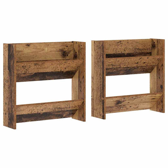 Vidaxl schoenenkast 2 pcs oudhout 60 x 18 x 60 cm bewerkt hout