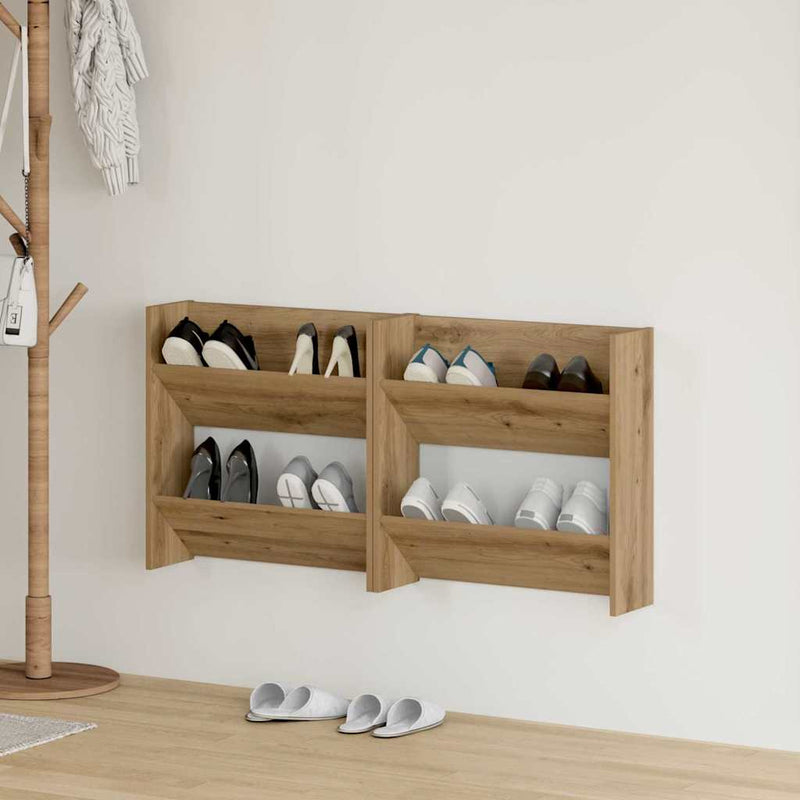 Afbeelding laden in galerijviewer, Vidaxl schoenenkast 2 pcs artisan eiken 60 x 18 x 60 cm bewerkt hout
