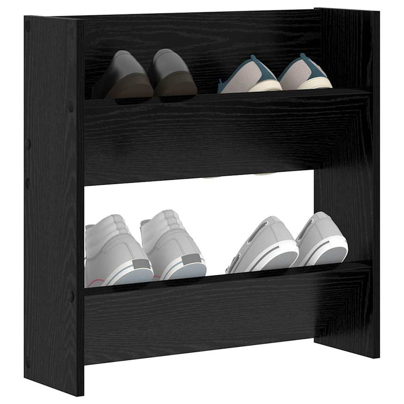 Afbeelding laden in galerijviewer, Vidaxl schoenenkast met plank zwart eiken 60 x 18 x 60 cm bewerkt hout
