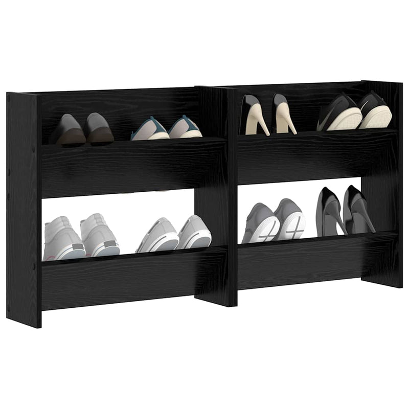 Afbeelding laden in galerijviewer, Vidaxl schoenenkast 2 pcs zwart eiken 60 x 18 x 60 cm bewerkt hout
