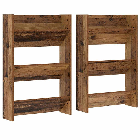 Vidaxl schoenenkast 2 pcs oudhout 60 x 18 x 90 cm bewerkt hout