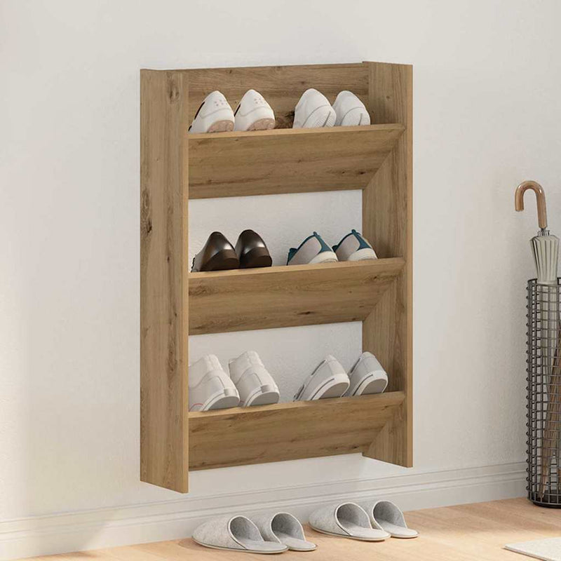 Afbeelding laden in galerijviewer, Vidaxl schoenenkast artisan eiken 60 x 18 x 90 cm bewerkt hout
