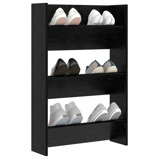 Vidaxl schoenenkast met plank zwart eiken 60 x 18 x 90 cm bewerkt hout