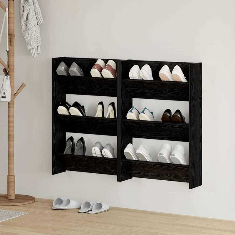 Afbeelding laden in galerijviewer, Vidaxl schoenenkast 2 pcs zwart eiken 60 x 18 x 90 cm bewerkt hout
