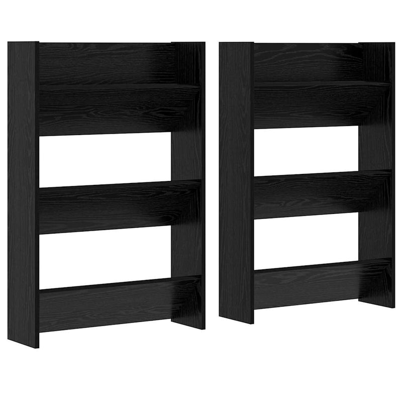 Afbeelding laden in galerijviewer, Vidaxl schoenenkast 2 pcs zwart eiken 60 x 18 x 90 cm bewerkt hout
