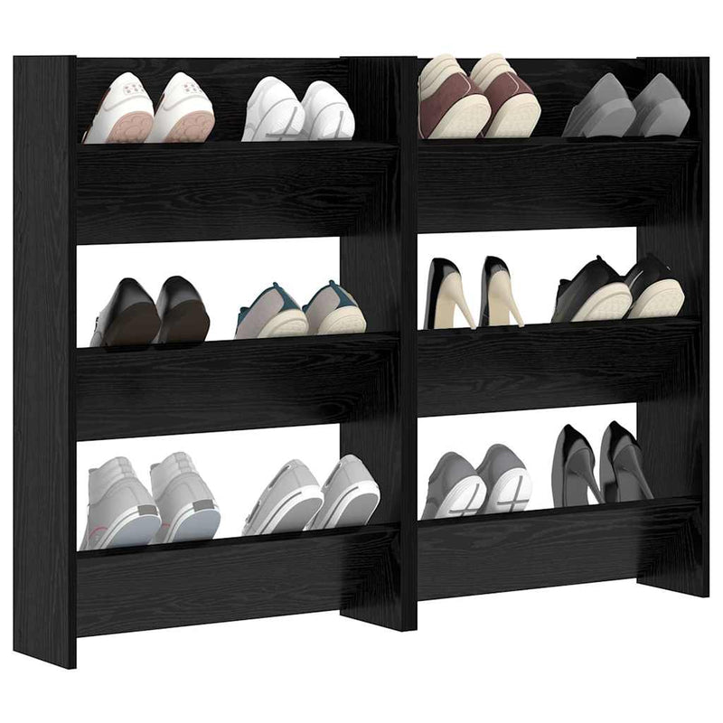 Afbeelding laden in galerijviewer, Vidaxl schoenenkast 2 pcs zwart eiken 60 x 18 x 90 cm bewerkt hout
