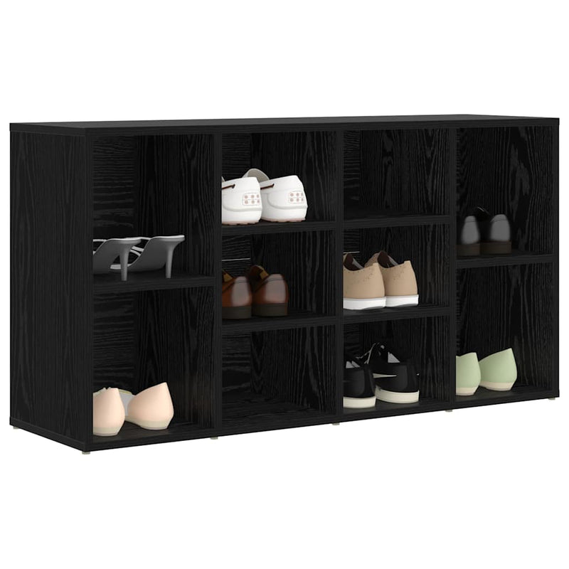 Afbeelding laden in galerijviewer, Vidaxl schoenenbank zwart eiken 103 x 30 x 54,5 cm bewerkt hout

