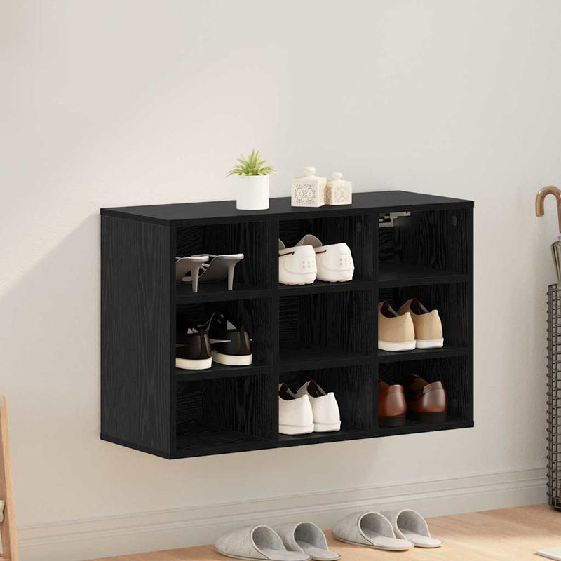 Afbeelding laden in galerijviewer, Vidaxl schoenenkast zwart eiken 77,5 x 30 x 51 cm bewerkt hout
