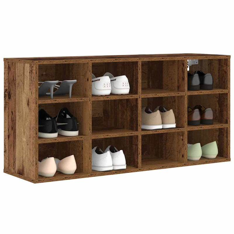 Afbeelding laden in galerijviewer, Vidaxl schoenenkast met plank oudhout 103 x 30 x 51 cm bewerkt hout
