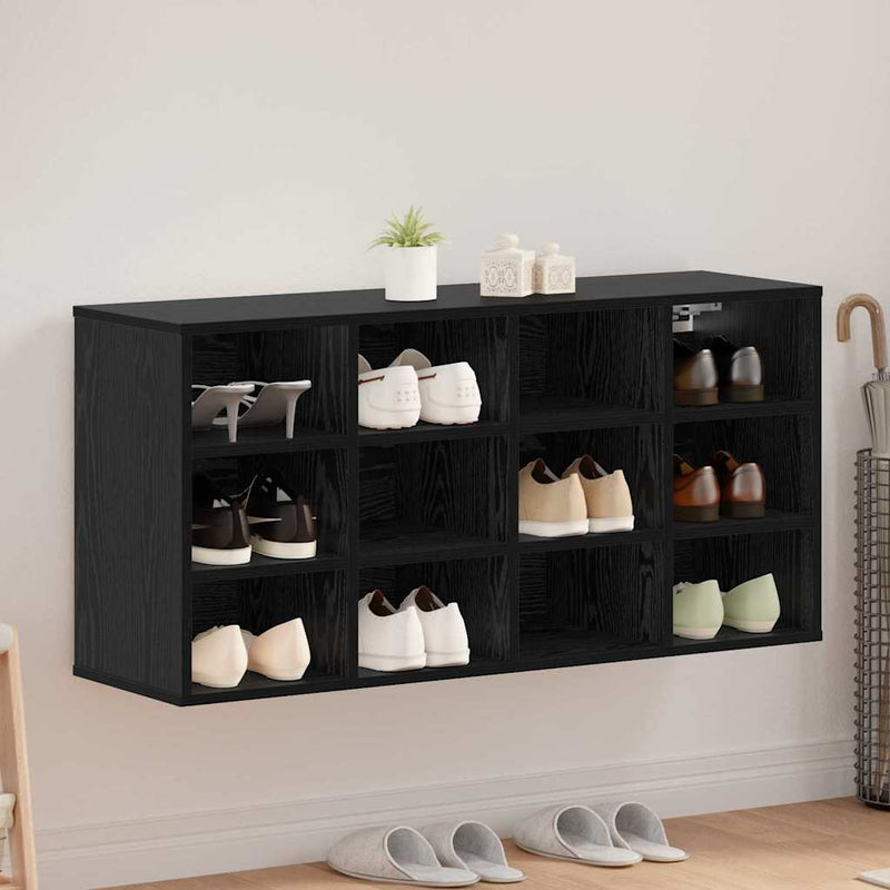 Afbeelding laden in galerijviewer, Vidaxl schoenenkast zwart eiken 103 x 30 x 51 cm bewerkt hout
