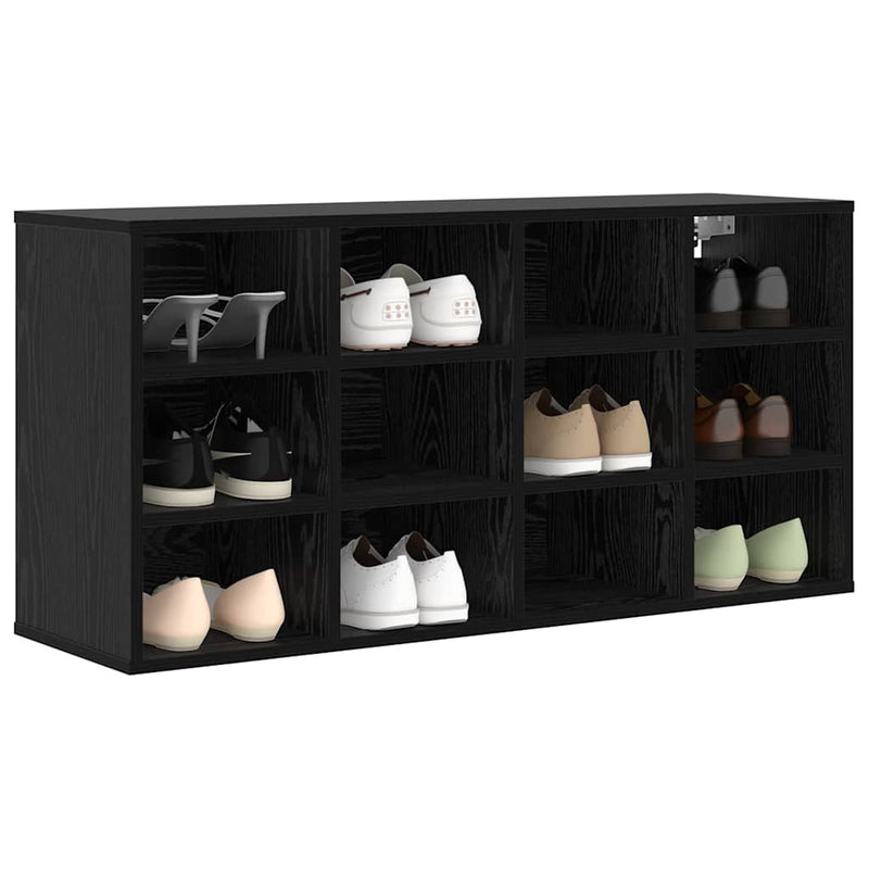 Afbeelding laden in galerijviewer, Vidaxl schoenenkast zwart eiken 103 x 30 x 51 cm bewerkt hout
