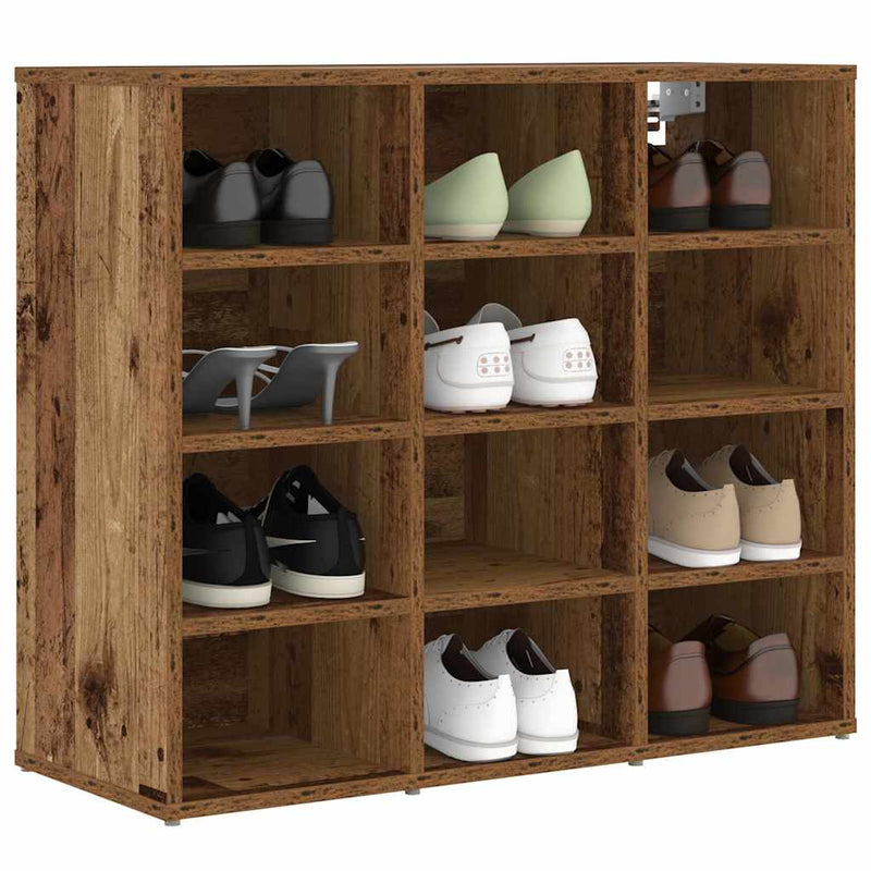 Afbeelding laden in galerijviewer, Vidaxl schoenenkast met plank oudhout 77,5 x 30 x 67 cm bewerkt hout
