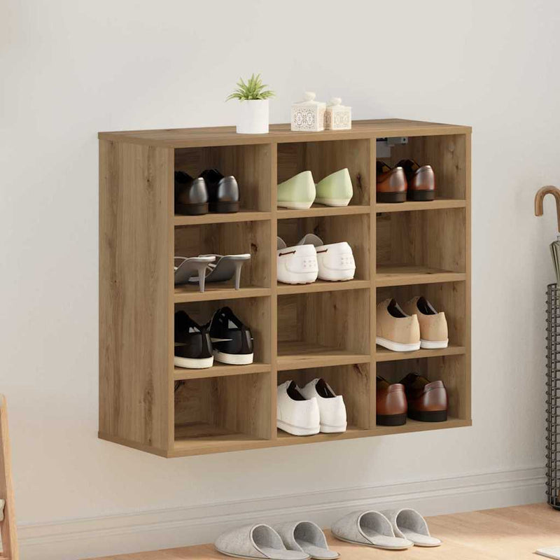 Afbeelding laden in galerijviewer, Vidaxl schoenenkast artisan eiken 77,5 x 30 x 67 cm bewerkt hout
