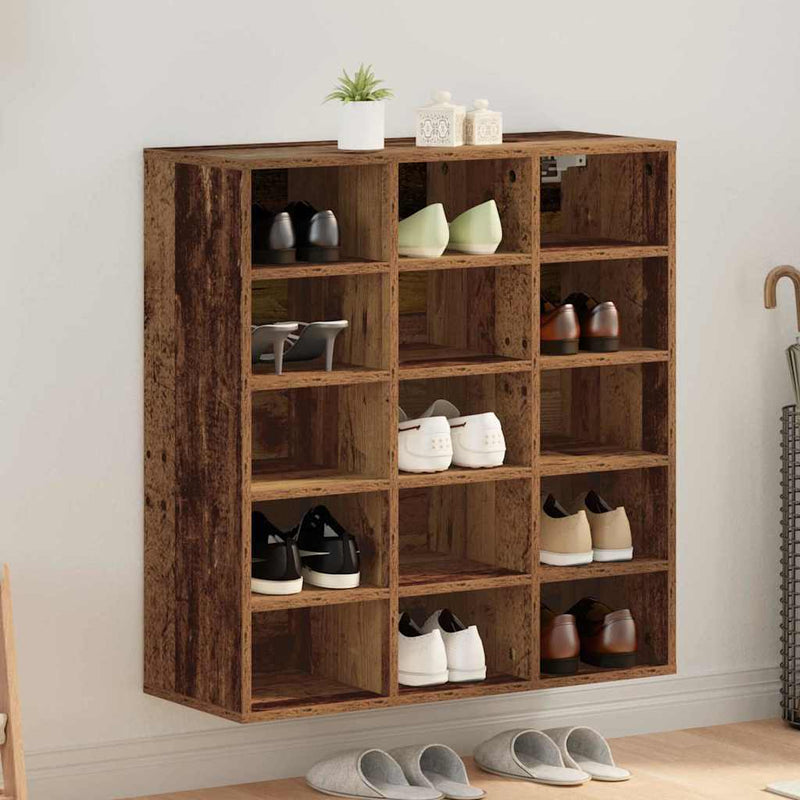 Afbeelding laden in galerijviewer, Vidaxl schoenenkast met plank oudhout 77,5 x 30 x 83,5 cm bewerkt hout
