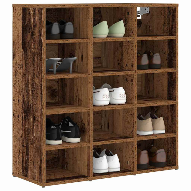 Afbeelding laden in galerijviewer, Vidaxl schoenenkast met plank oudhout 77,5 x 30 x 83,5 cm bewerkt hout
