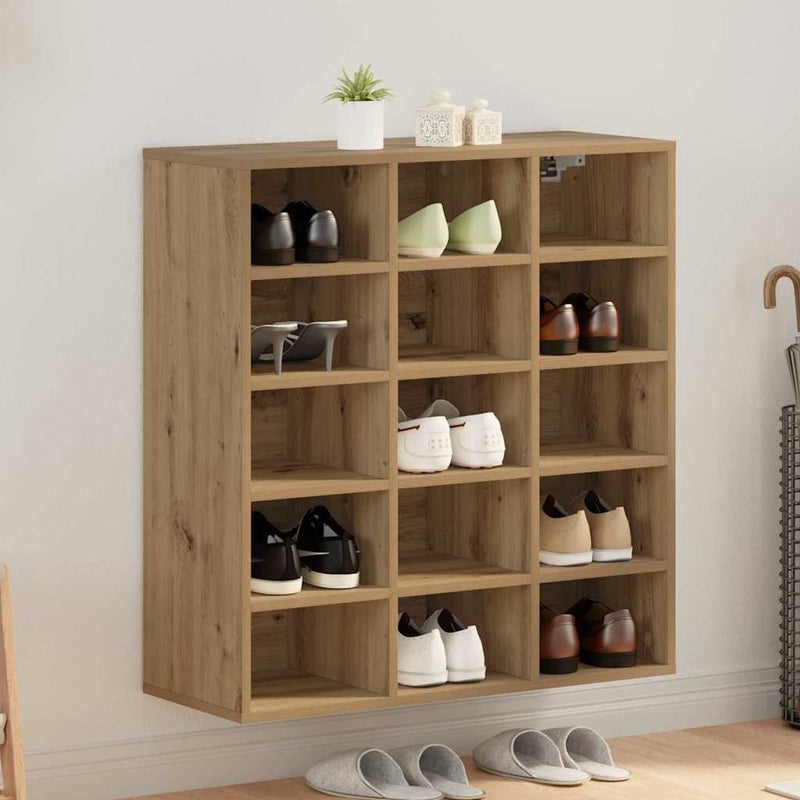 Afbeelding laden in galerijviewer, Vidaxl schoenenkast artisan eiken 77,5 x 30 x 83,5 cm bewerkt hout
