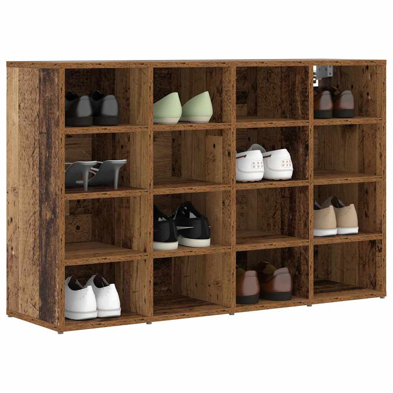 Afbeelding laden in galerijviewer, Vidaxl schoenenkast met plank oudhout 103 x 30 x 67 cm bewerkt hout
