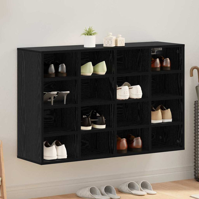 Afbeelding laden in galerijviewer, Vidaxl schoenenkast zwart eiken 103 x 30 x 67 cm bewerkt hout
