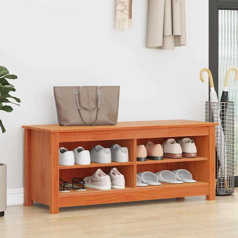 Afbeelding laden in galerijviewer, Vidaxl opslagbank wasbruin 110 x 38 x 45,5 cm massief grenenhout
