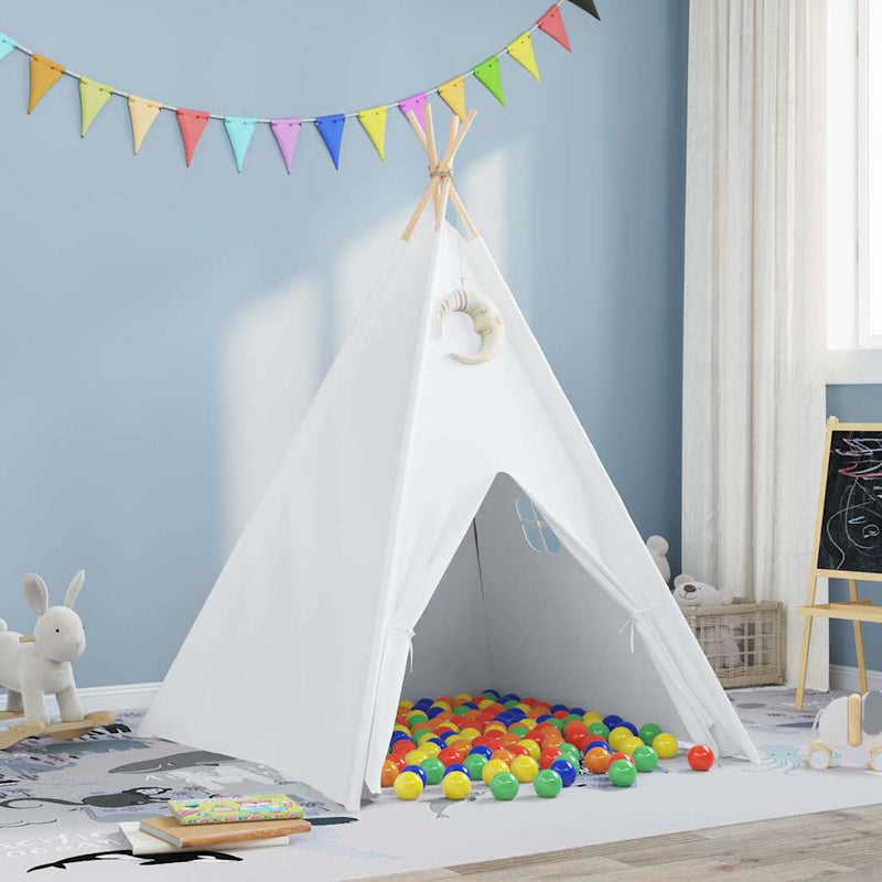 Afbeelding laden in galerijviewer, Vidaxl teepee tent wit 120 x 120 x 150 cm stof en plastic
