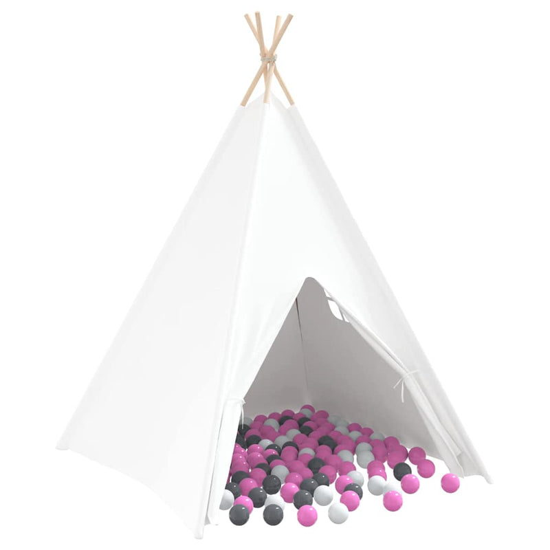 Afbeelding laden in galerijviewer, Vidaxl teepee tent wit 120 x 120 x 150 cm stof en plastic
