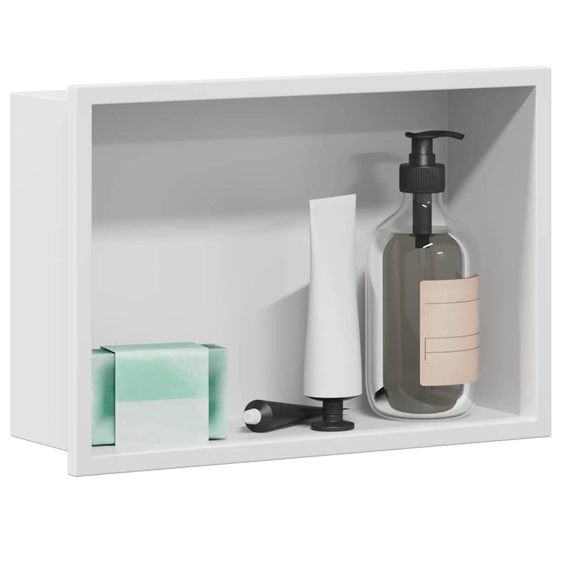Afbeelding laden in galerijviewer, Vidaxl douche niche wit 30 x 20 x 9,5 cm roestvrij staal
