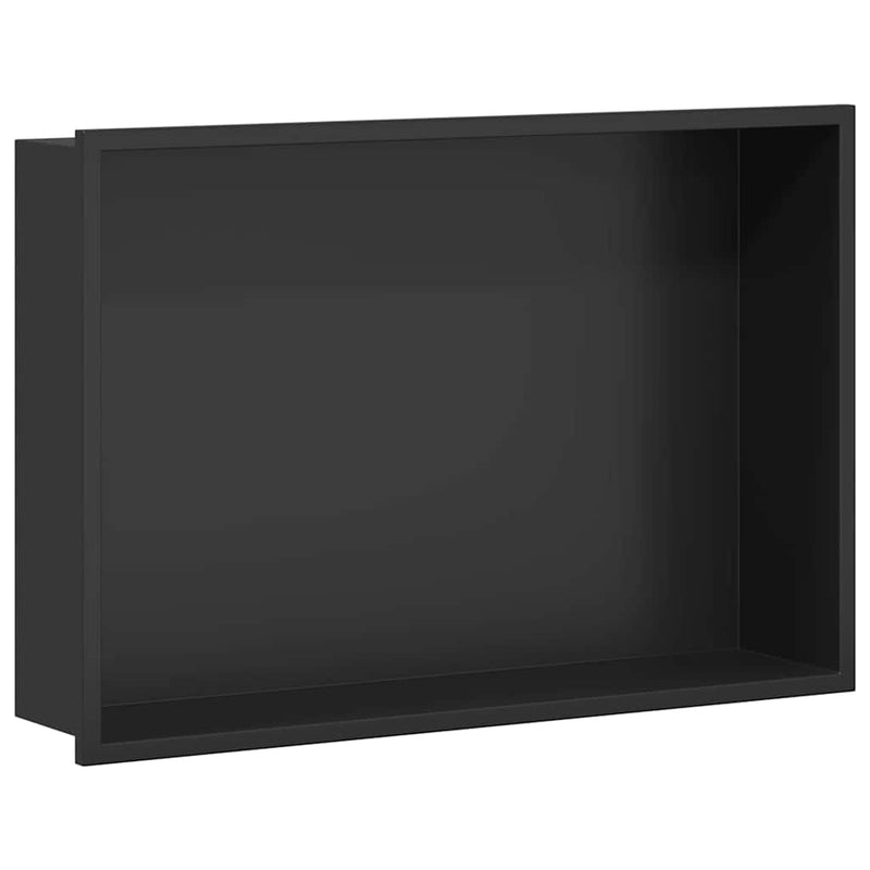 Afbeelding laden in galerijviewer, Vidaxl douche niche zwart 45 x 30 x 9,5 cm roestvrij staal
