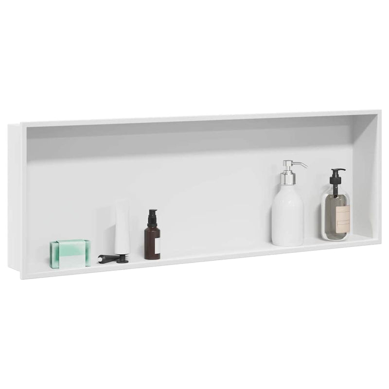 Afbeelding laden in galerijviewer, Vidaxl douche niche wit 90 x 30 x 9,5 cm roestvrij staal
