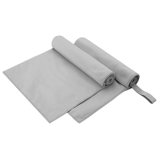 Vidaxl sporthanddoeken 2 st grijs 100 x 50 cm polyester en polyamide