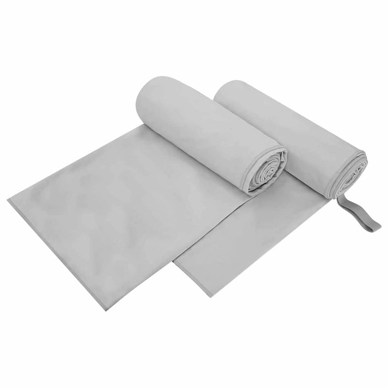 Afbeelding laden in galerijviewer, Vidaxl sporthanddoeken 2 st grijs 200 x 100 cm polyester en polyamide
