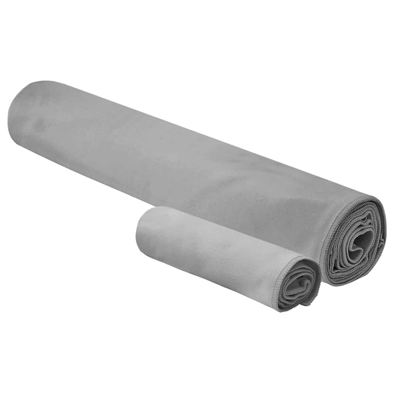 Afbeelding laden in galerijviewer, Vidaxl set van sporthanddoeken 2 pcs donkergrijs stof
