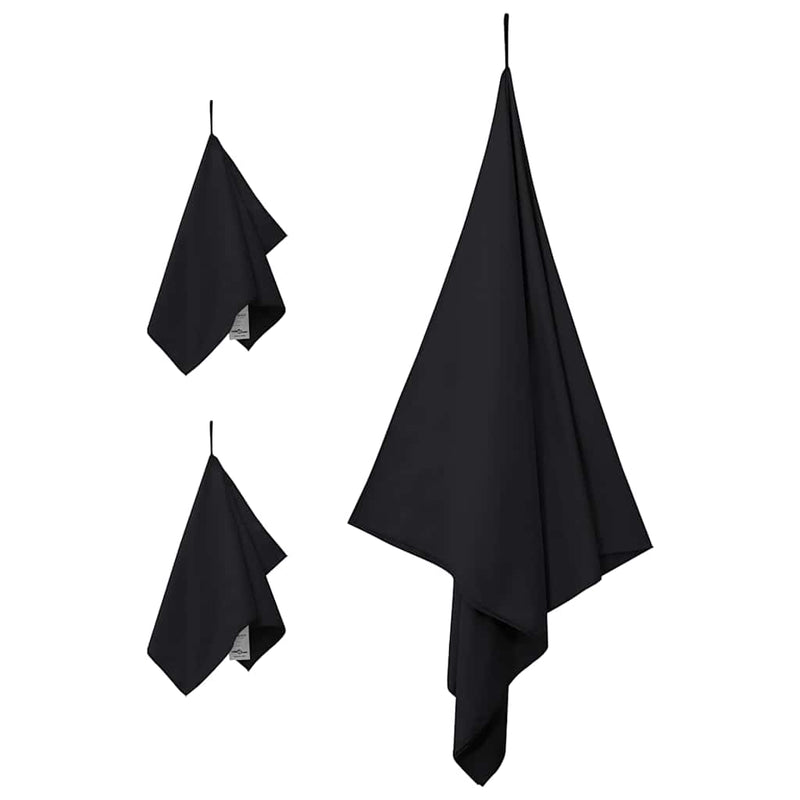 Afbeelding laden in galerijviewer, Vidaxl set van sporthanddoeken 3 pcs zwart polyester en polyamide

