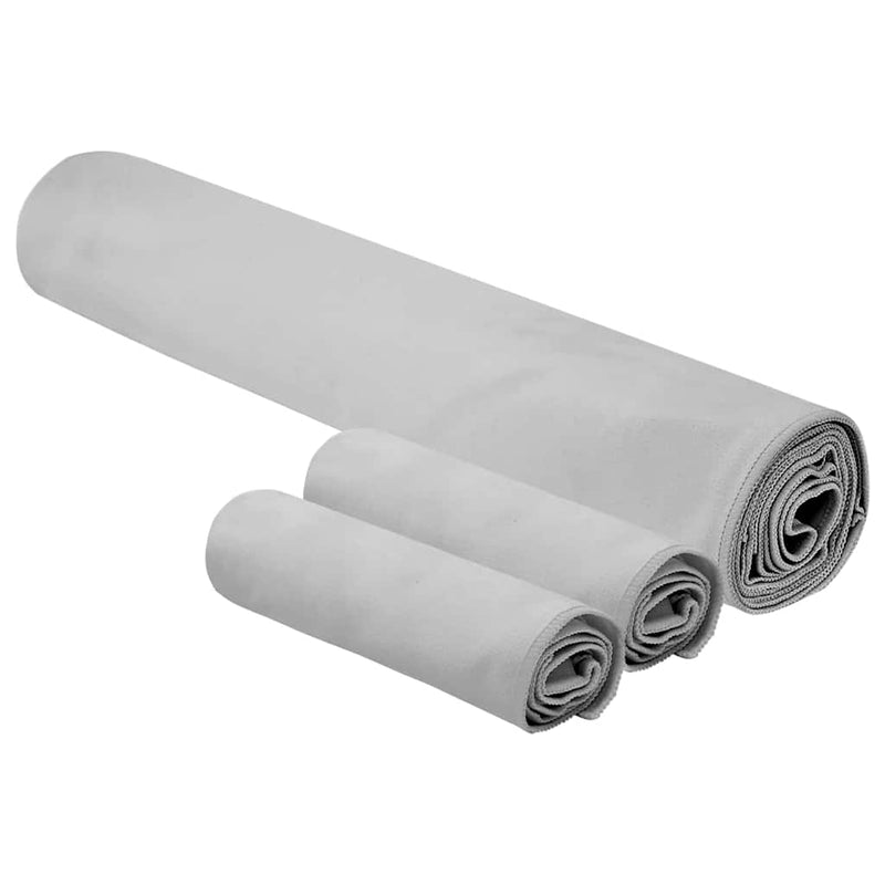 Afbeelding laden in galerijviewer, Vidaxl set van sporthanddoeken 3 pcs grijs polyester en polyamide
