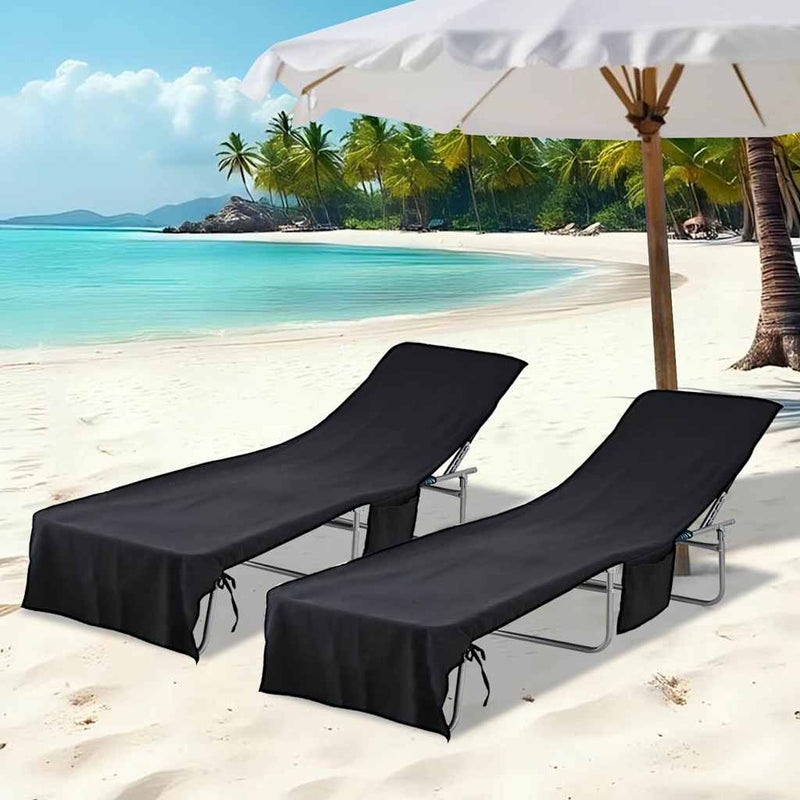 Afbeelding laden in galerijviewer, Vidaxl ligbedhanddoeken 2 pcs zwart 210 x 75 cm polyester en polyamide
